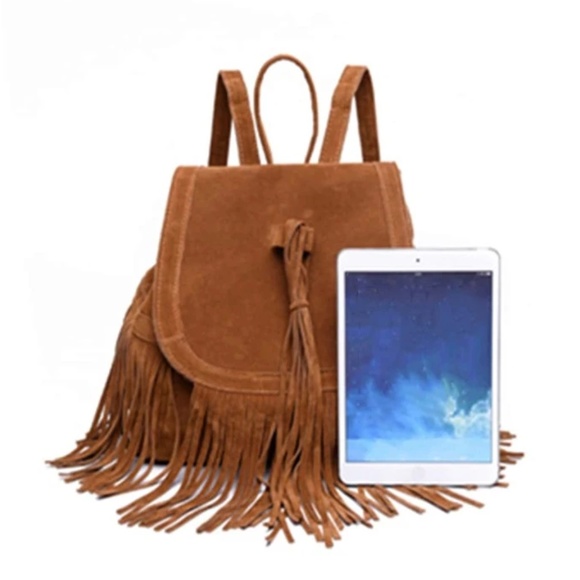 Vegan Suede Western Fringe Backpack - Picture 6 of 11